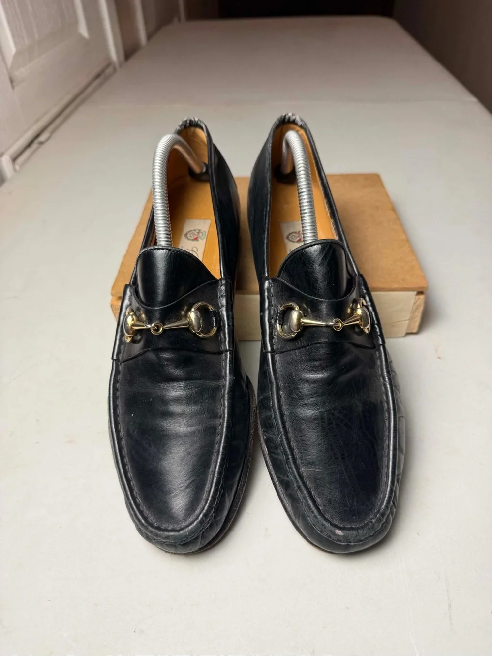 1953 Gucci Horsebit Loafers Black Men Sz 44 Leather Dress Shoes Tom Ford Snaffle